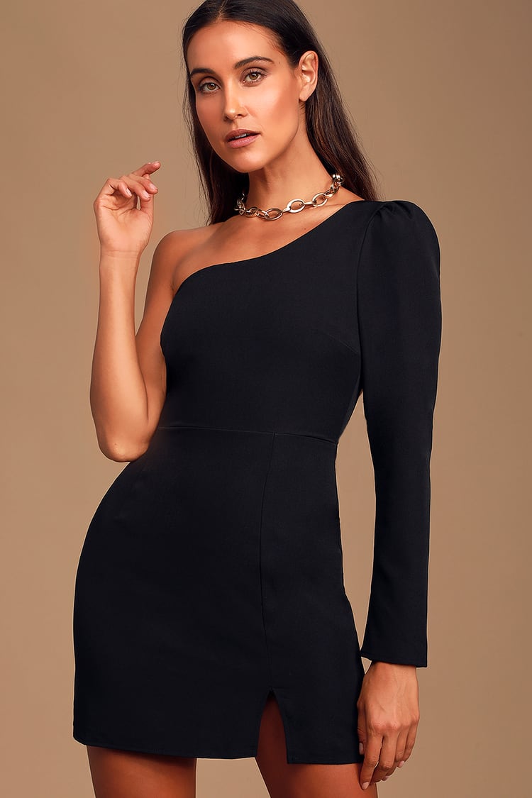 Lovely Black Dress - One-Shoulder Dress - Bodycon Dress - LBD - Lulus