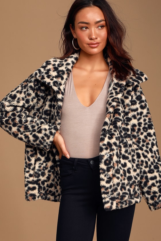 Leopard Print Sherpa Jacket Online Sale, UP TO 50% OFF