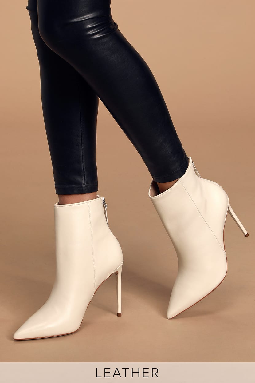 Steve Madden Via - Off White Boots - High Heel Ankle Booties - Lulus