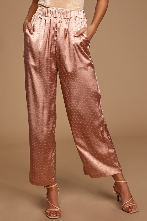 light pink satin pants