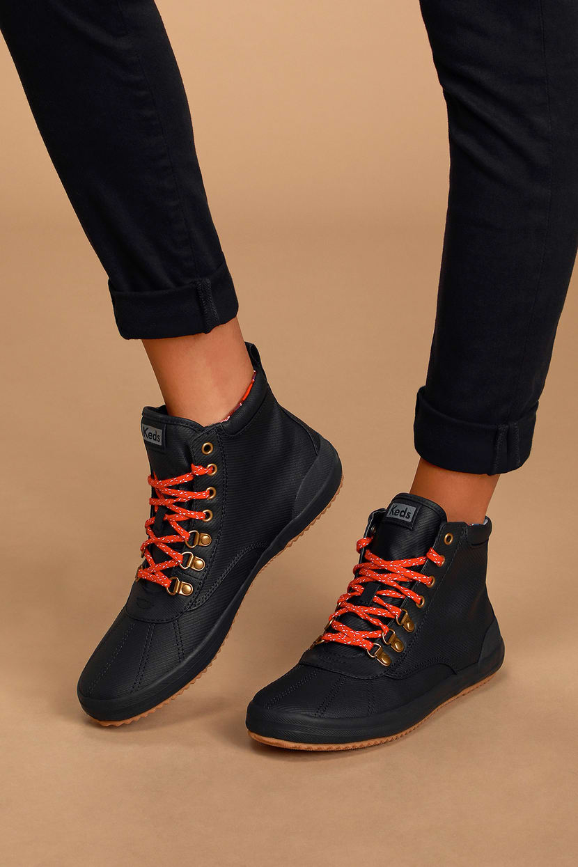 Keds Scout - Matte Black Ankle Boots - Lace-Up Boots - Boots - Lulus