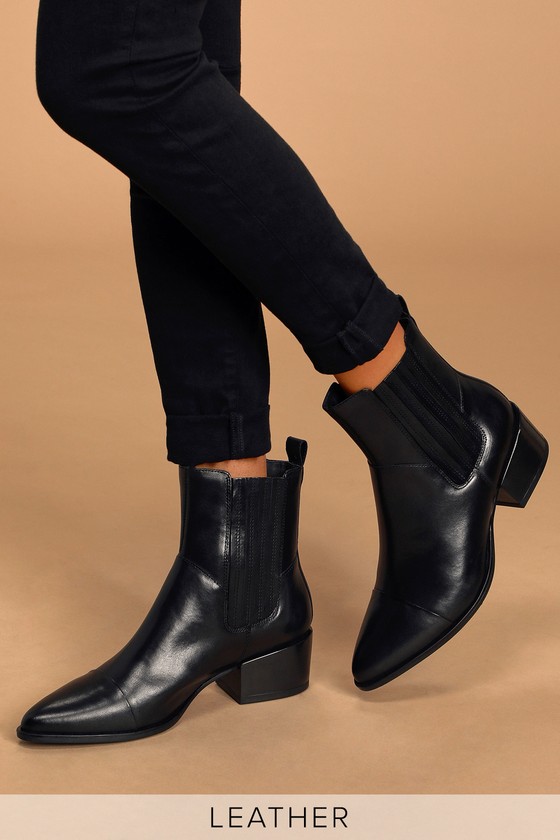 Chic Black Boots - Ankle Boots - Genuine Leather Boots