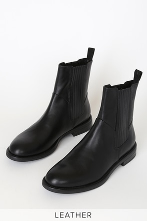 halvkugle pilfer stavelse Vagabond Amina - Leather Ankle Boots - Black Boots - Short Boots - Lulus