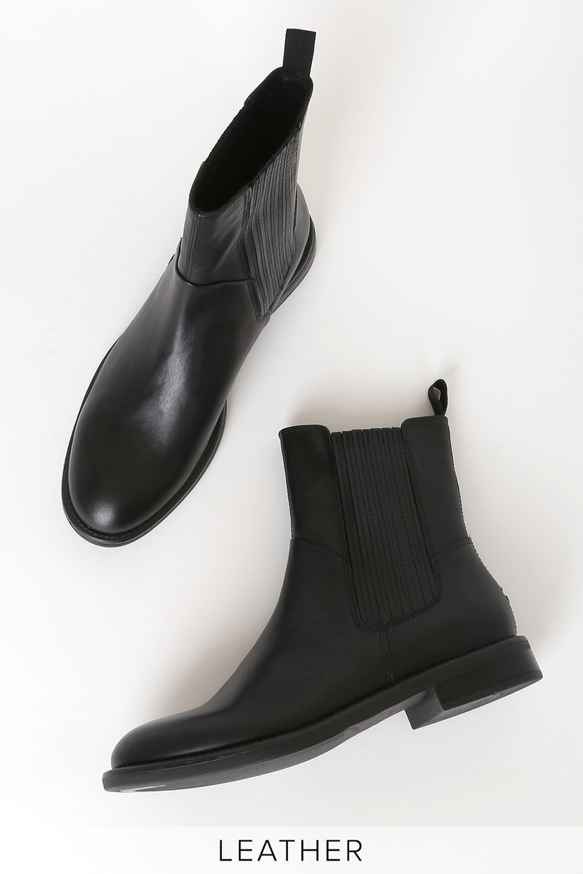 Vagabond Amina - Leather Ankle Boots - Black Boots - Short Boots - Lulus