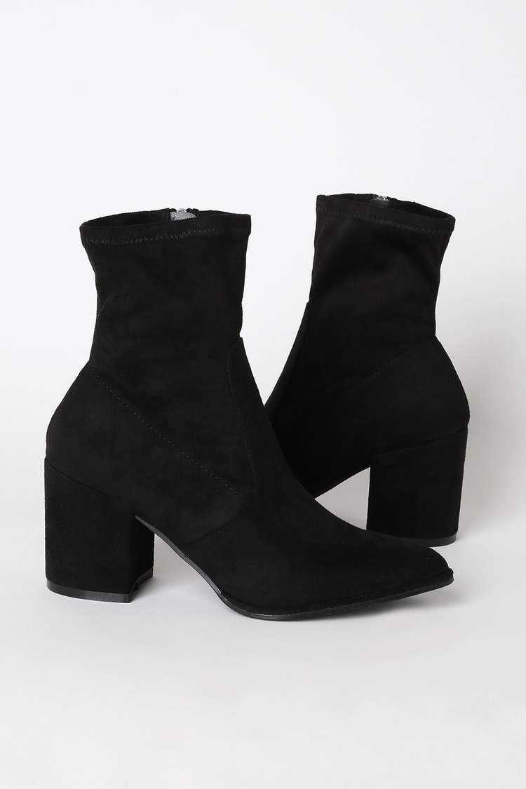 Cute Black Boots - Suede Boots - Sock Boots - Suede Sock Boots - Lulus