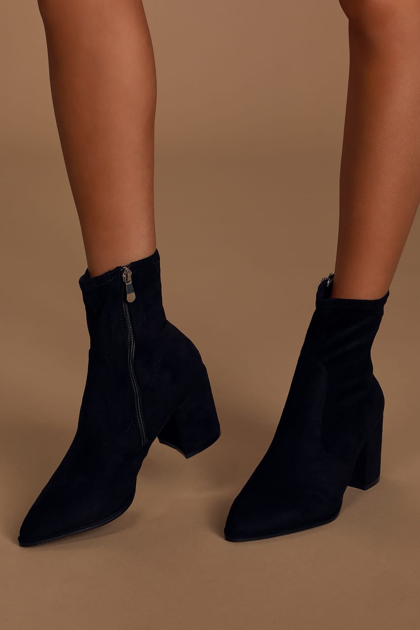 Cute Black Boots - Suede Boots - Sock Boots - Suede Sock Boots - Lulus