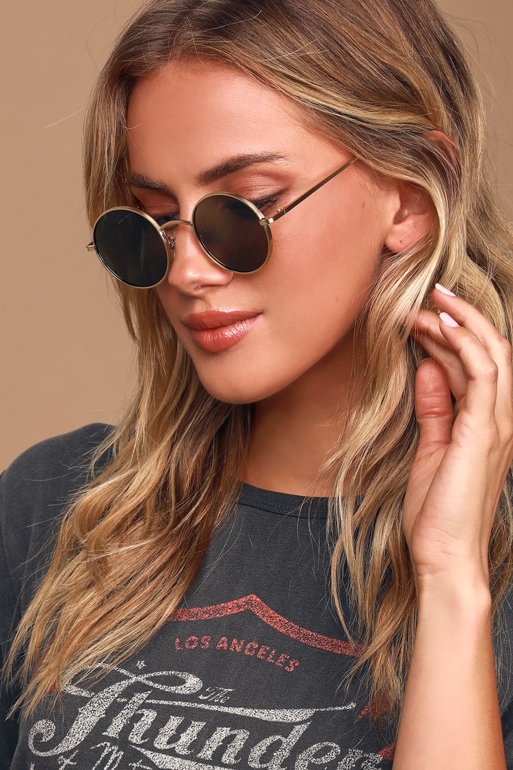 Gold Sunnies - Small Round Sunglasses - Round Wire Sunglasses - Lulus