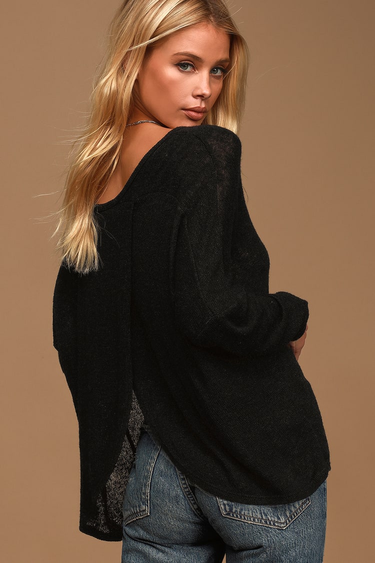 Be There Always Black Knit Backless Sweater Top