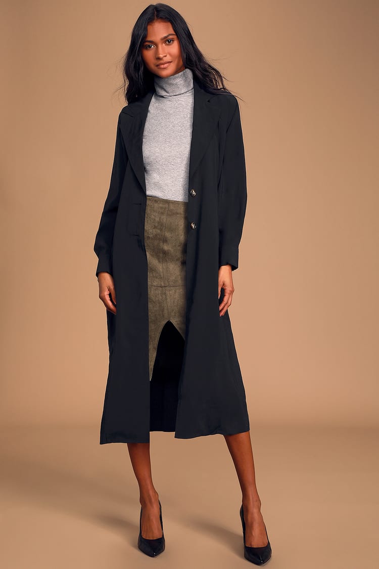 Black Trench Coat - Lightweight Trench Coat - Oversized Trench - Lulus
