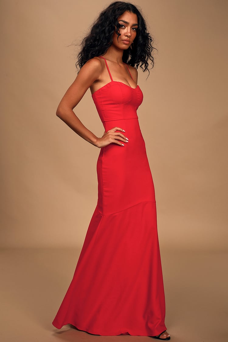 Sexy Red Gown - Bustier Dress - Mermaid Maxi Dress - Lulus
