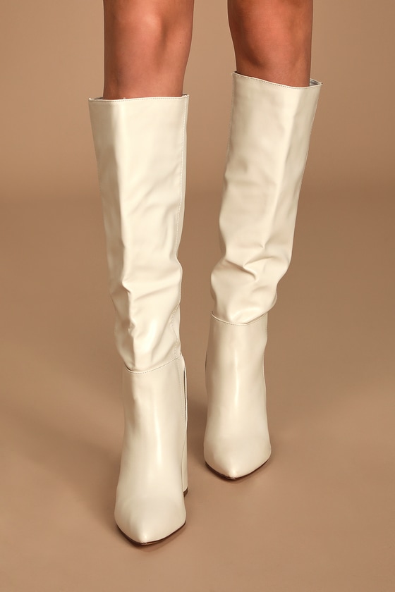 white knee high boot