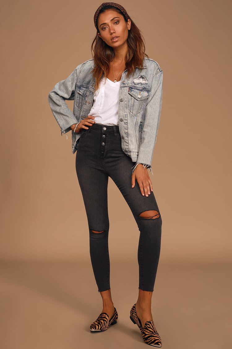 Washed Black Jeans - Distressed Jeans - High-Rise Skinny Jeans - Lulus