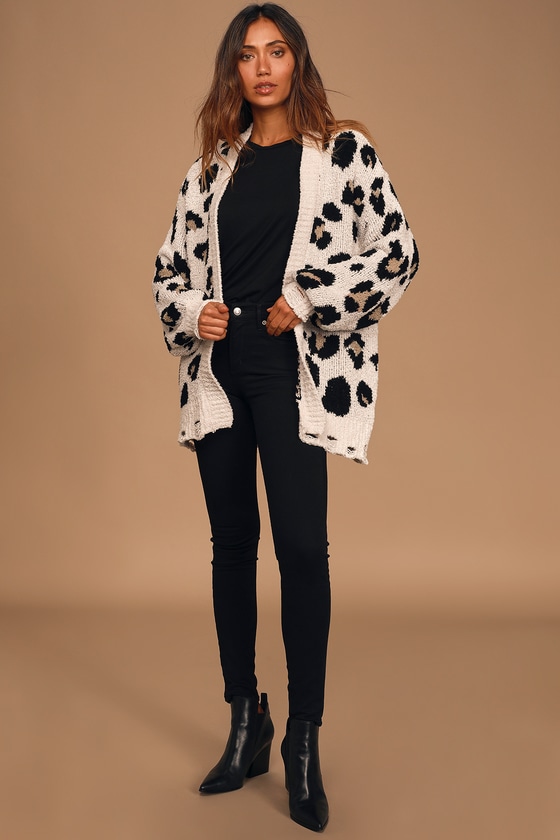 cream leopard cardigan