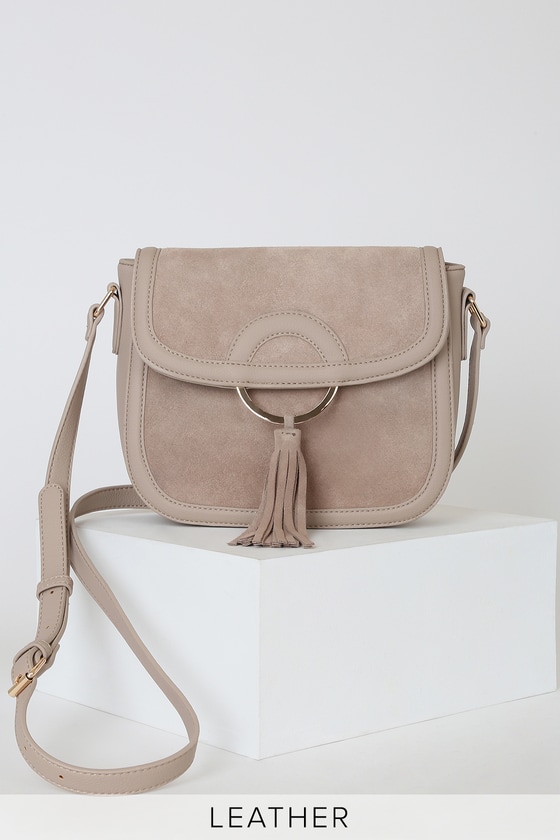 Taupe suede best sale crossbody bag