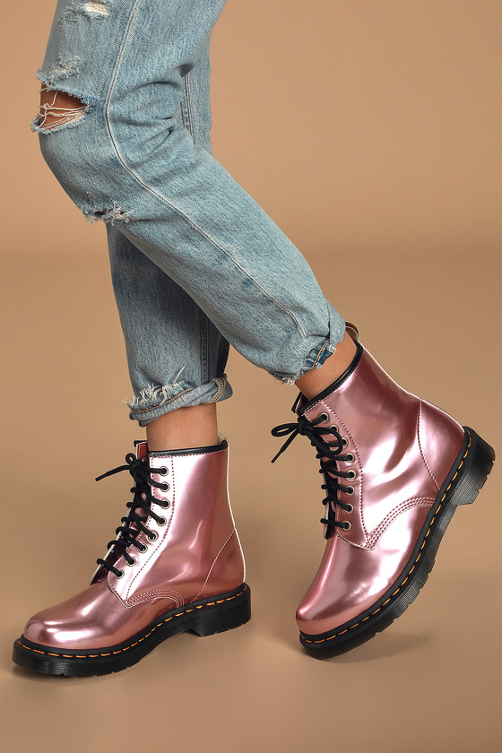 Dr. Martens 1460 Goldmix - Pink Metallic Boots - Vegan Boots - Lulus