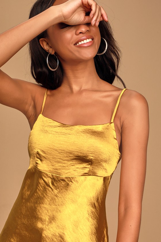 mustard satin top