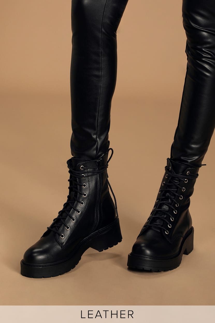 Steve Madden Tornado - Genuine Leather Boots - Lace-Up Boots - Lulus