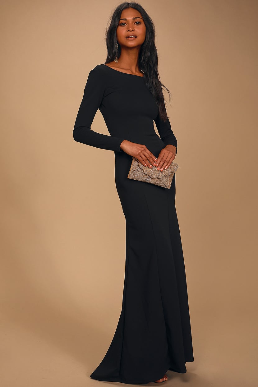 Chic Black Dress - Long Sleeve Maxi Dress - Formal Maxi Dress - Lulus