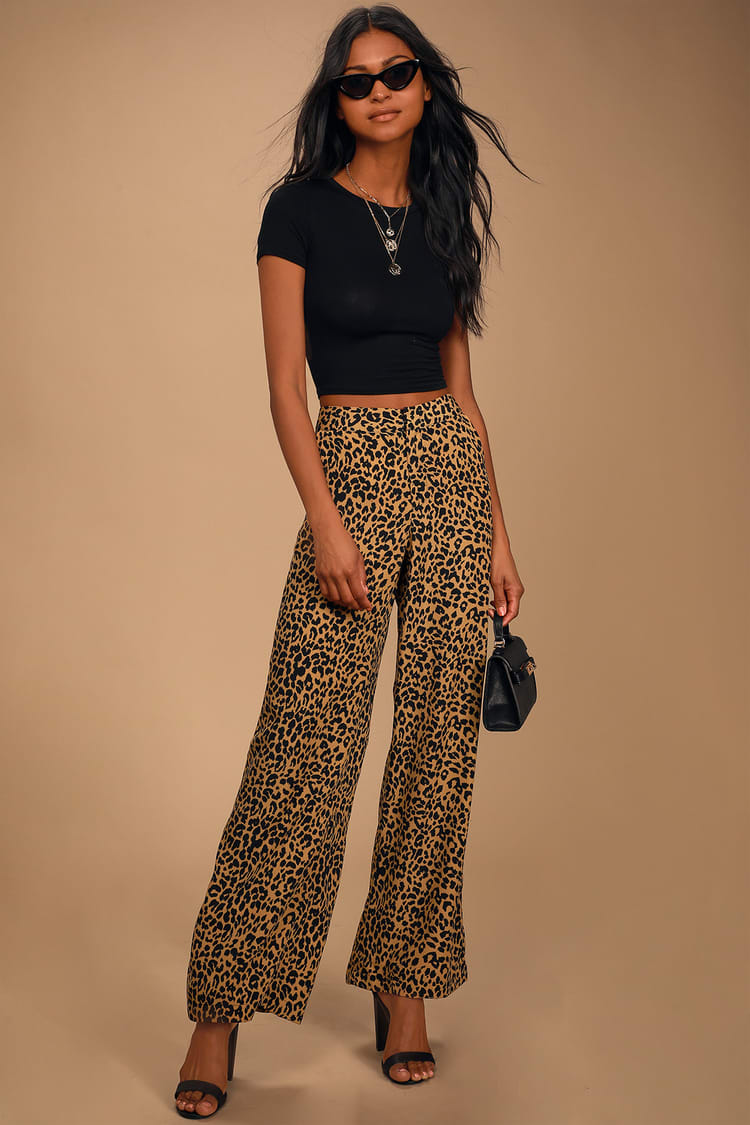 Chic Leopard Print Wide Pants - Pants - Lulus