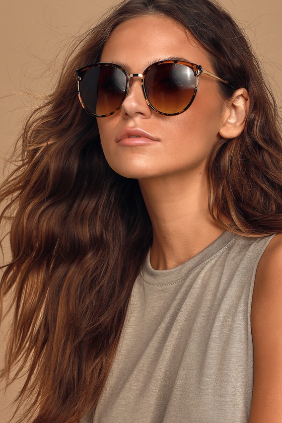 Cute Tortoise Sunglasses Oversized Sunglasses Round Sunnies Lulus 6831