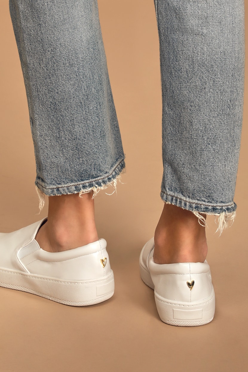 White Slip-On Sneakers - Flatform Sneakers - Vegan Leather Shoes - Lulus