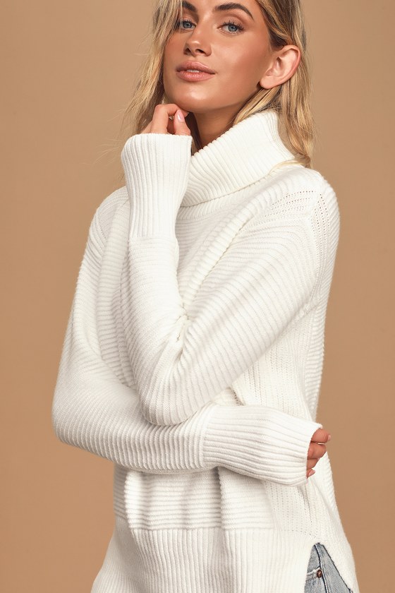 Cozy White Turtleneck - Turtleneck Sweater - Drop Shoulders - Lulus