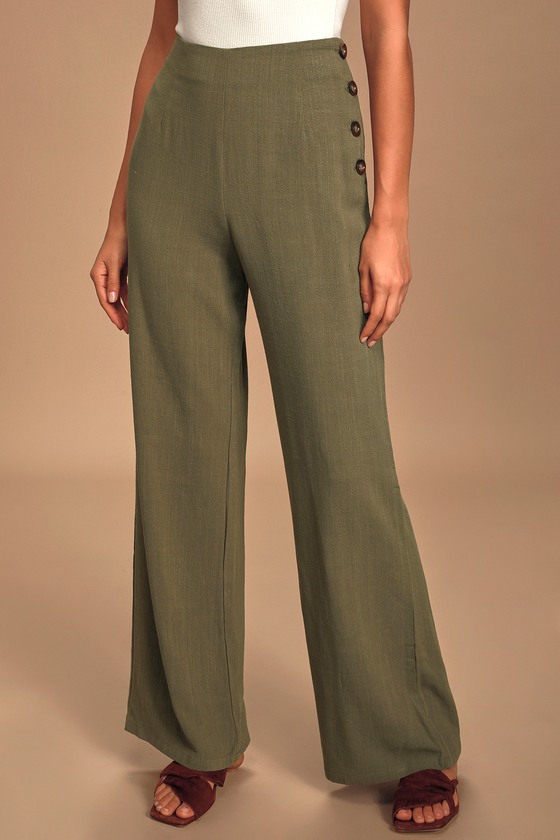 olive wide leg pants