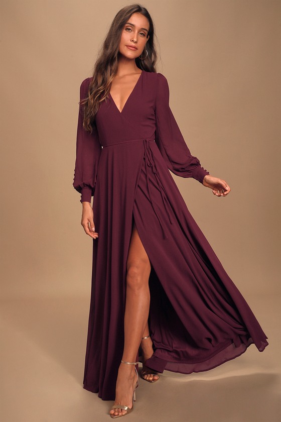 plum long sleeve dress