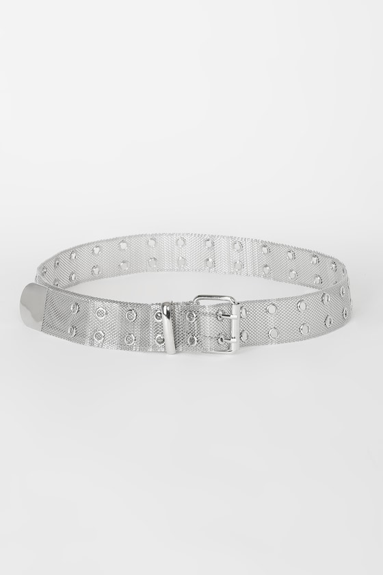 Silver metal clearance belt