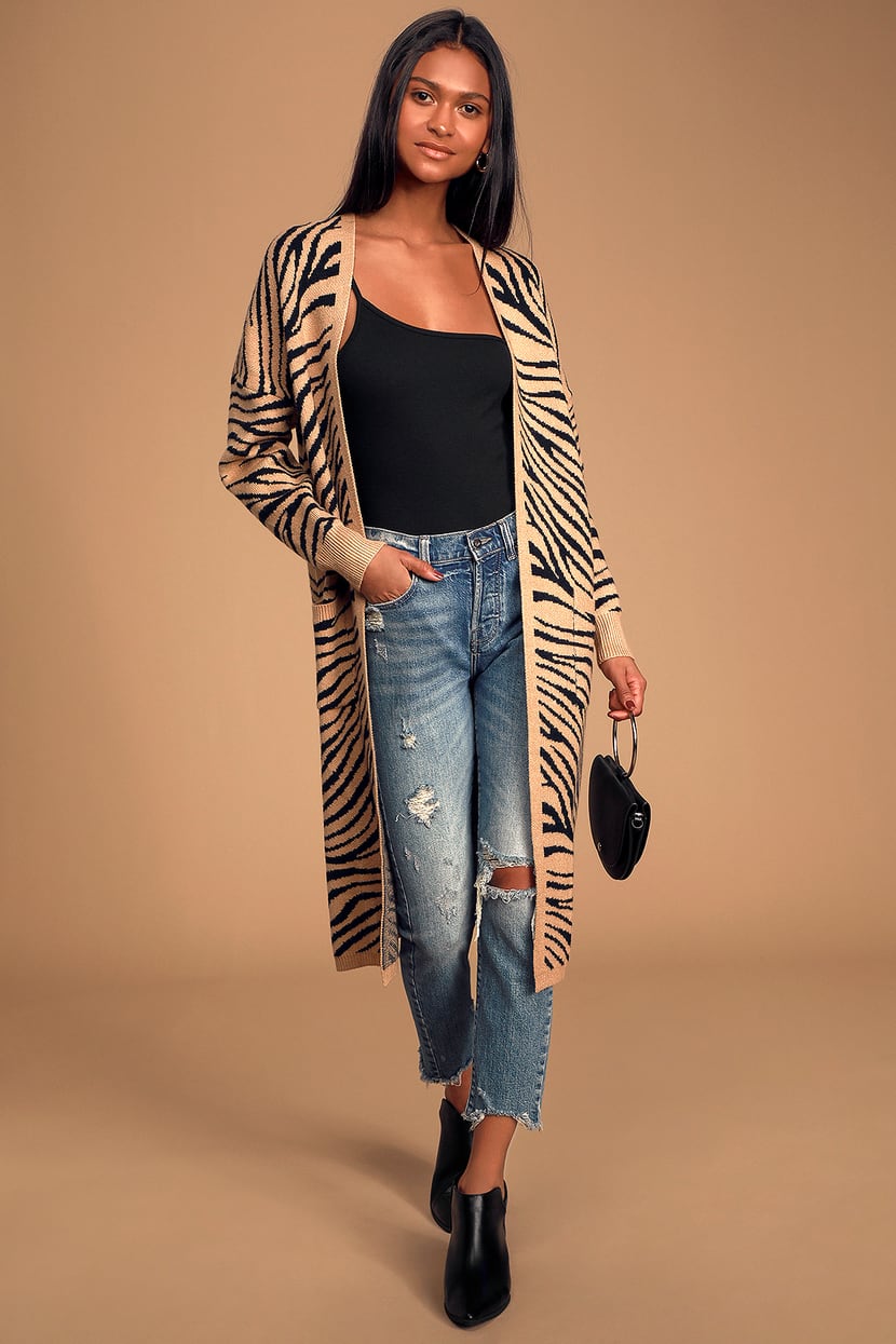 Zebra Duster Cardigan Sweater