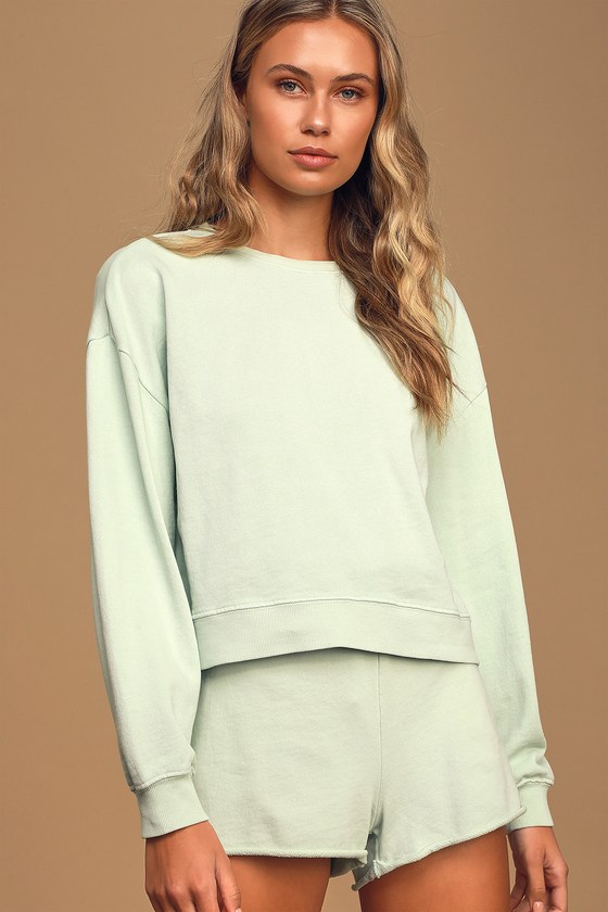 Z Supply Cotton French Terry - Mint Sweatshirt - Pullover Top - Lulus