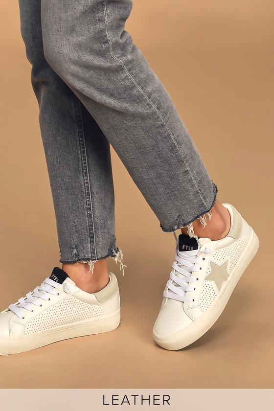 Steve Madden Starling - White Leather Sneakers - Star Sneakers - Lulus
