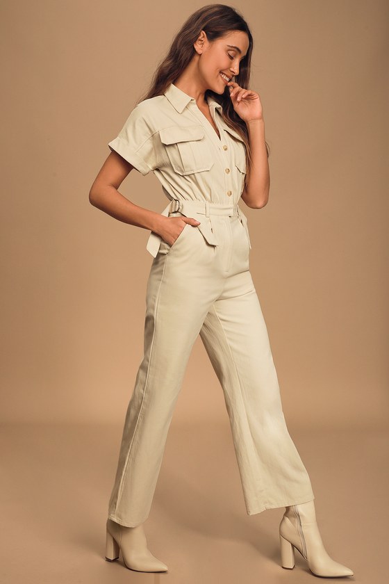 beige jumpsuit womens