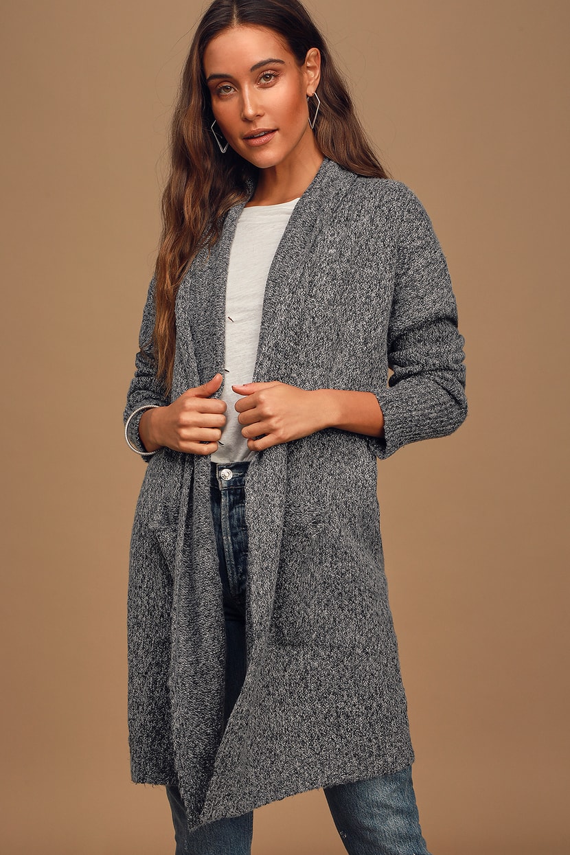 Cozy Charcoal Grey Cardigan - Long Cardigan - Knit Cardigan - Lulus