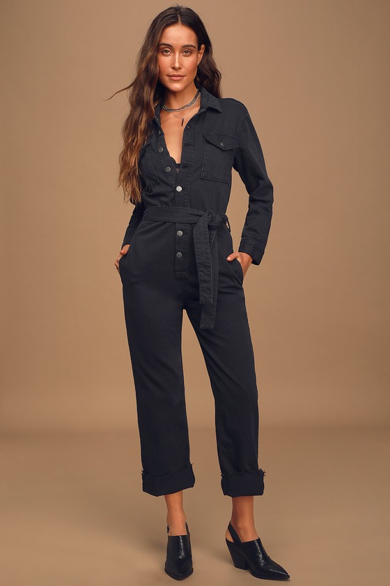 utility denim jumpsuit