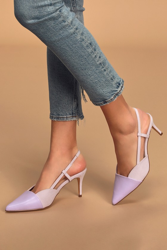 lilac mid heel shoes