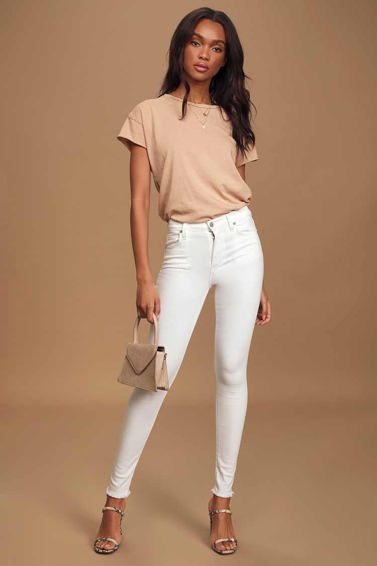 Cute White Jeans - Skinny Jeans - Ankle Jeans - Fringe Jeans - Lulus