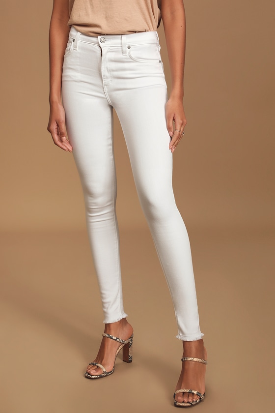 Cute White Jeans - Skinny Jeans - Ankle Jeans - Fringe Jeans - Lulus