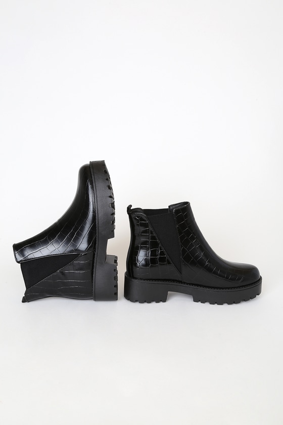 croc platform boots