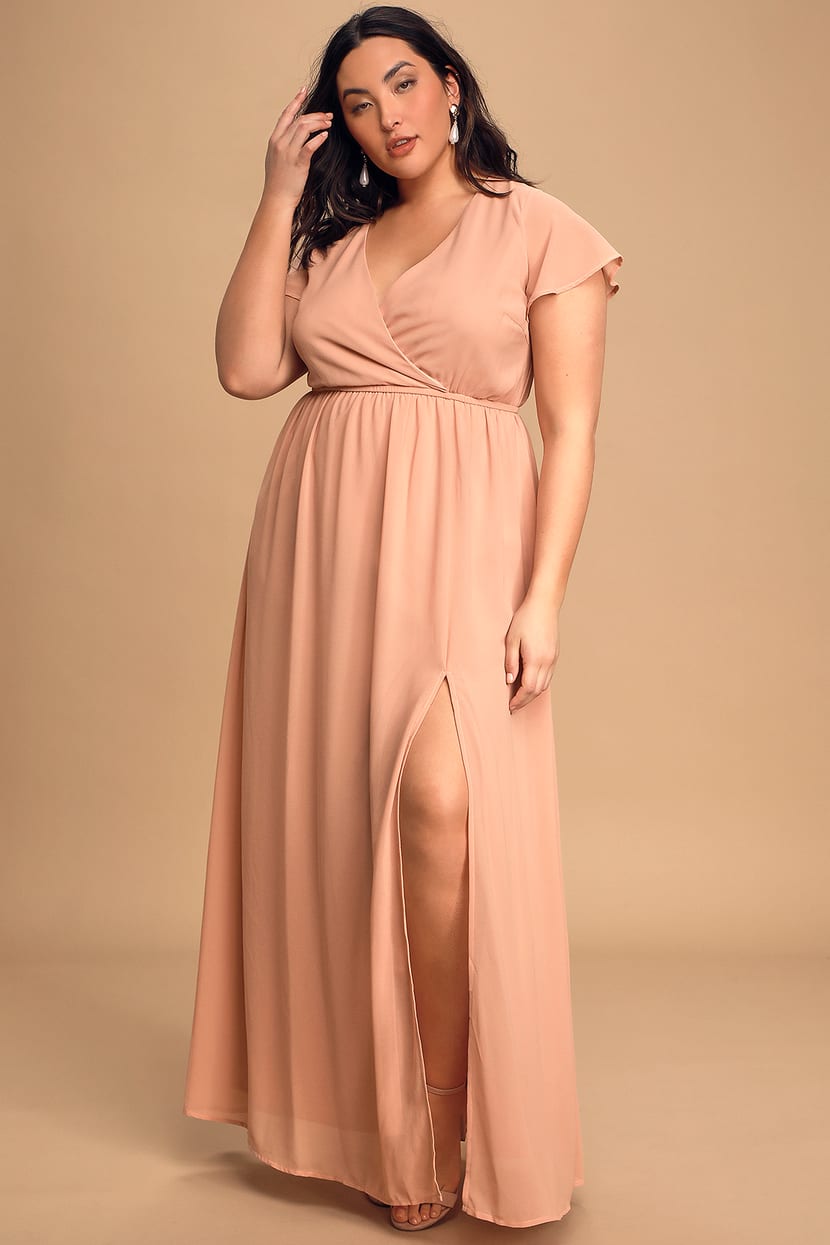 Elegant Blush Maxi Dress - Short Sleeve Maxi Dress - Lulus