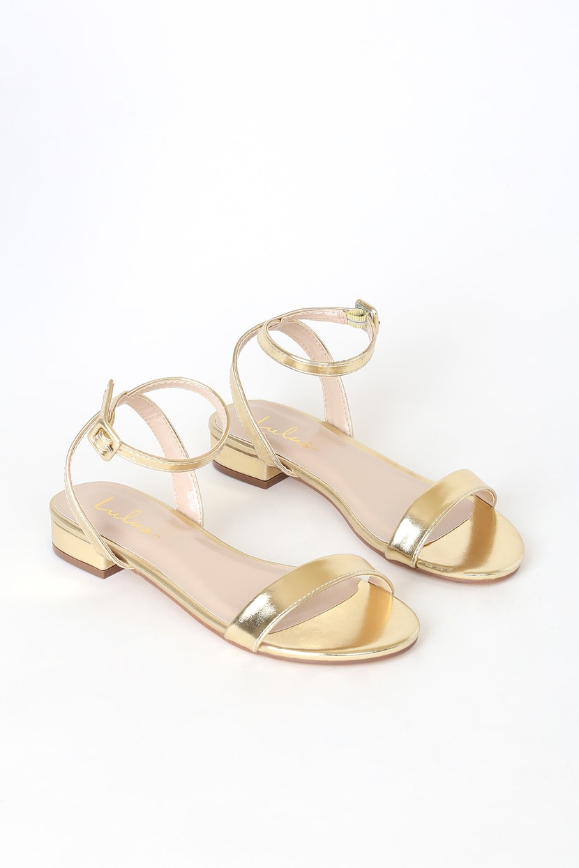 Cute Gold Sandals - Ankle Strap Sandals - Open Toe Sandals - Lulus