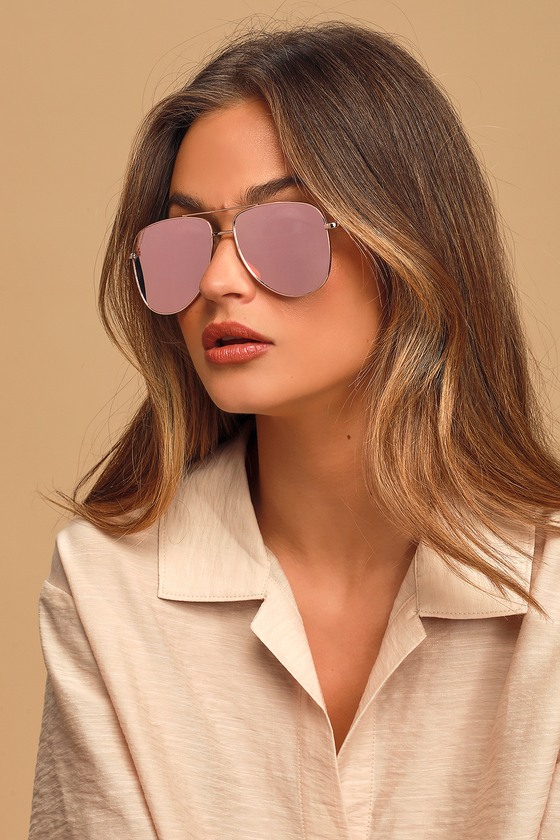 Cute Aviator Sunglasses - Mirrored Sunglasses - Rose Gold Aviator - Lulus