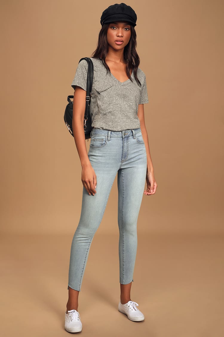 Cute Light Wash Jeans - Skinny Jeans - Cropped Jeans - Lulus