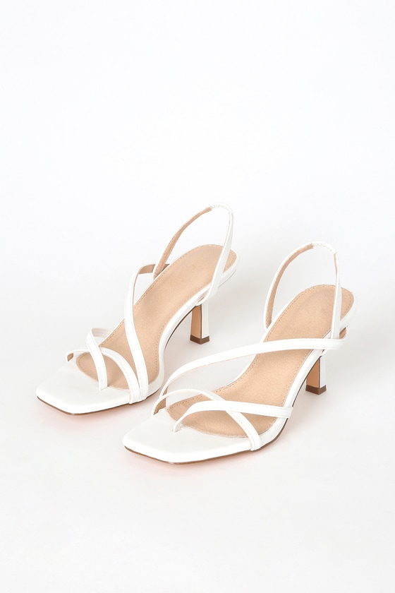 Cute White Kitten Heels - High Heels - White Slingback Heels - Lulus