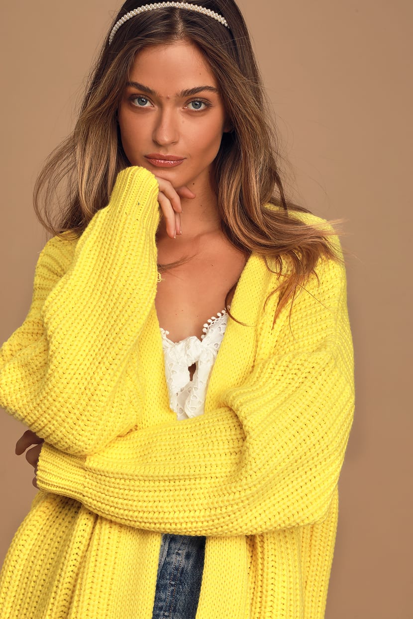 Cute Yellow Cardigan - Oversized Cardigan - Knit Cardigan - Cardi - Lulus