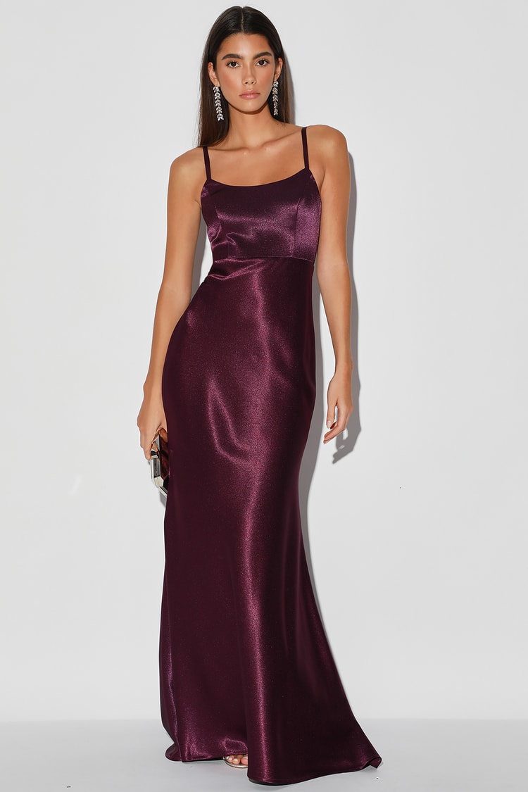 Chic Dark Purple Dress - Satin Maxi Dress - Mermaid Maxi Dress - Lulus