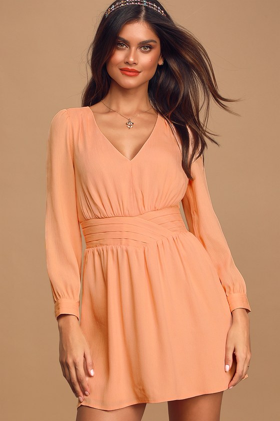 peach color women's dress