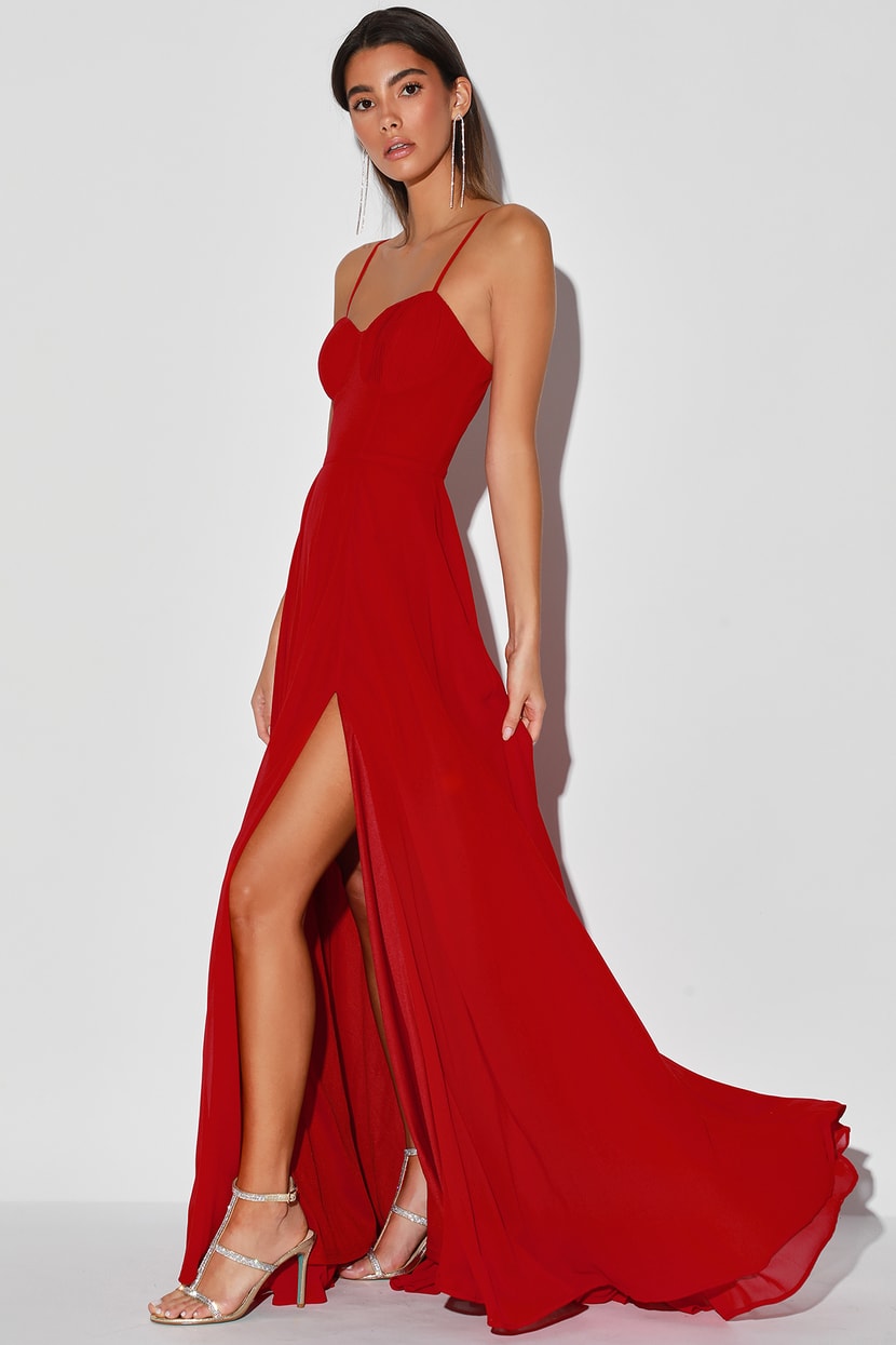 Red Leomix straight long dress