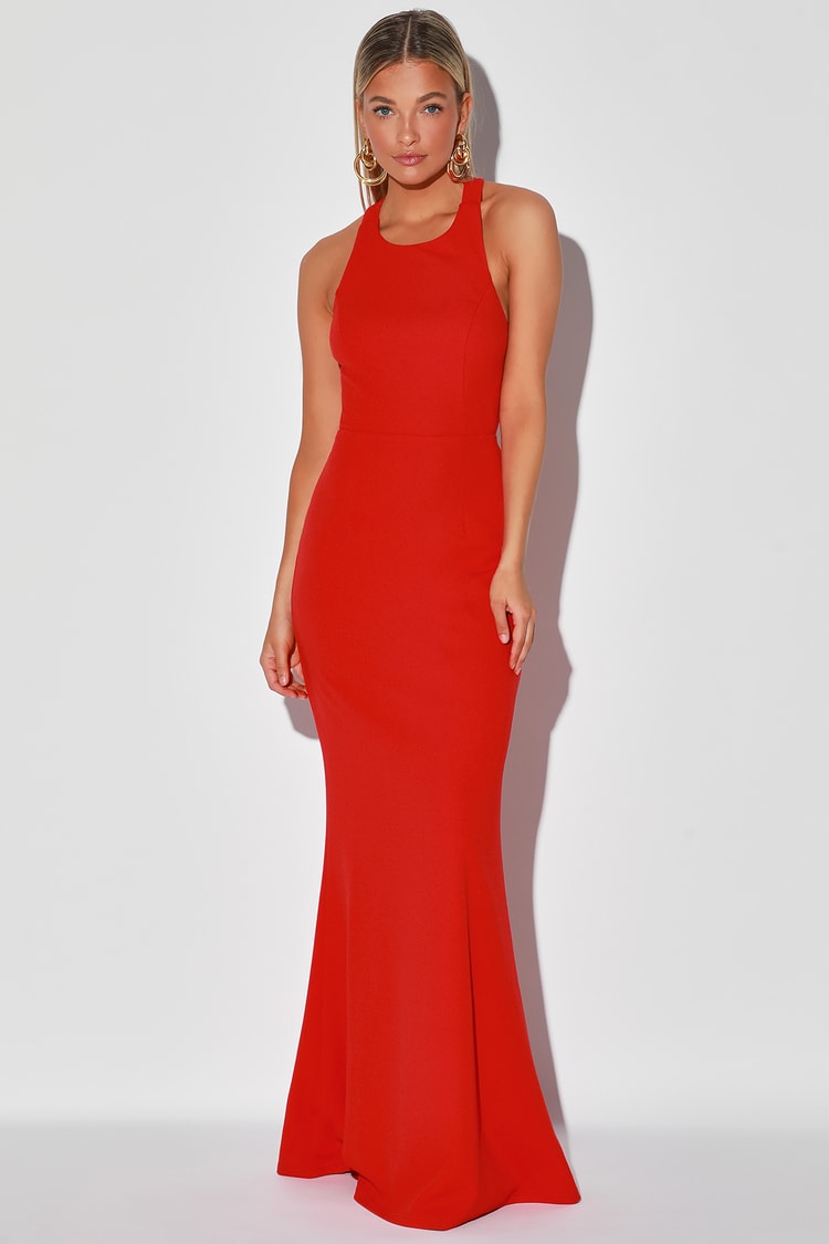 Cute Red Maxi Dress - Mermaid Maxi Dress - Backless Maxi Dress - Lulus