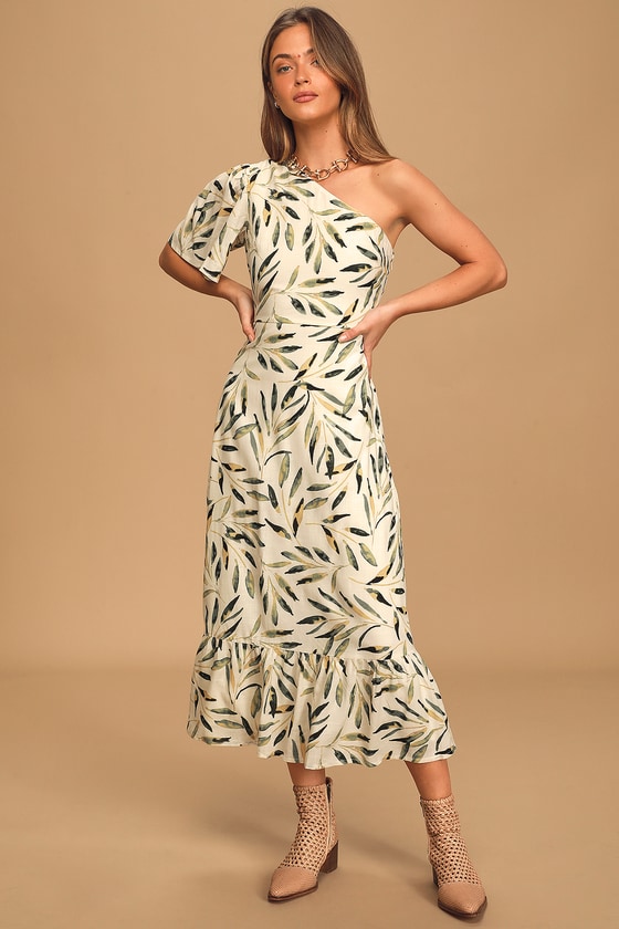 One shoulder 2025 print dress